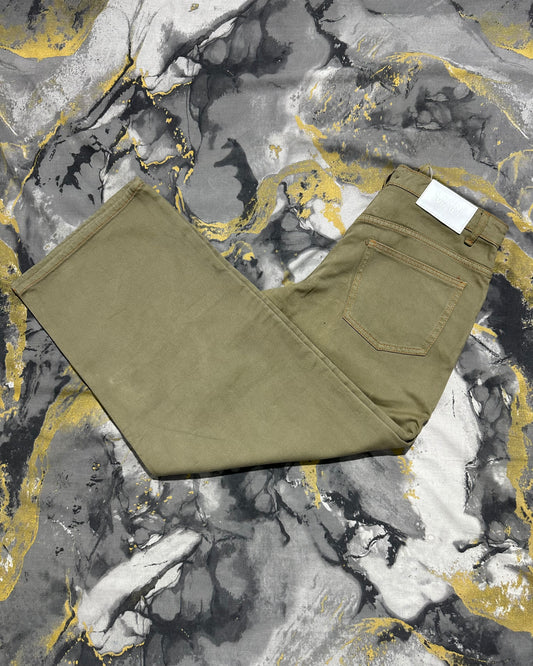 BOOHOO MAN Light Olive Green Cotton Baggy Jeans