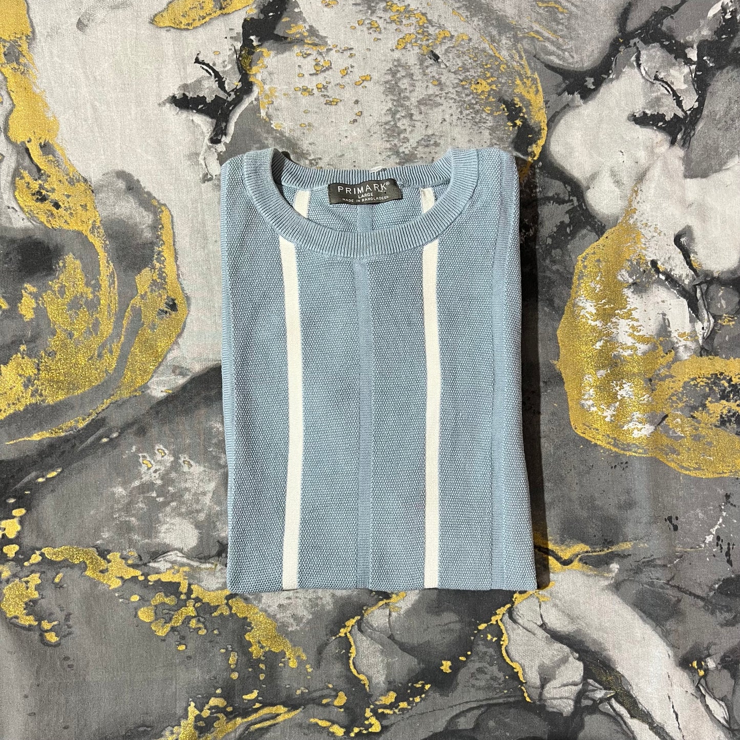 Sky Blue & White Stripes Knitted Tee
