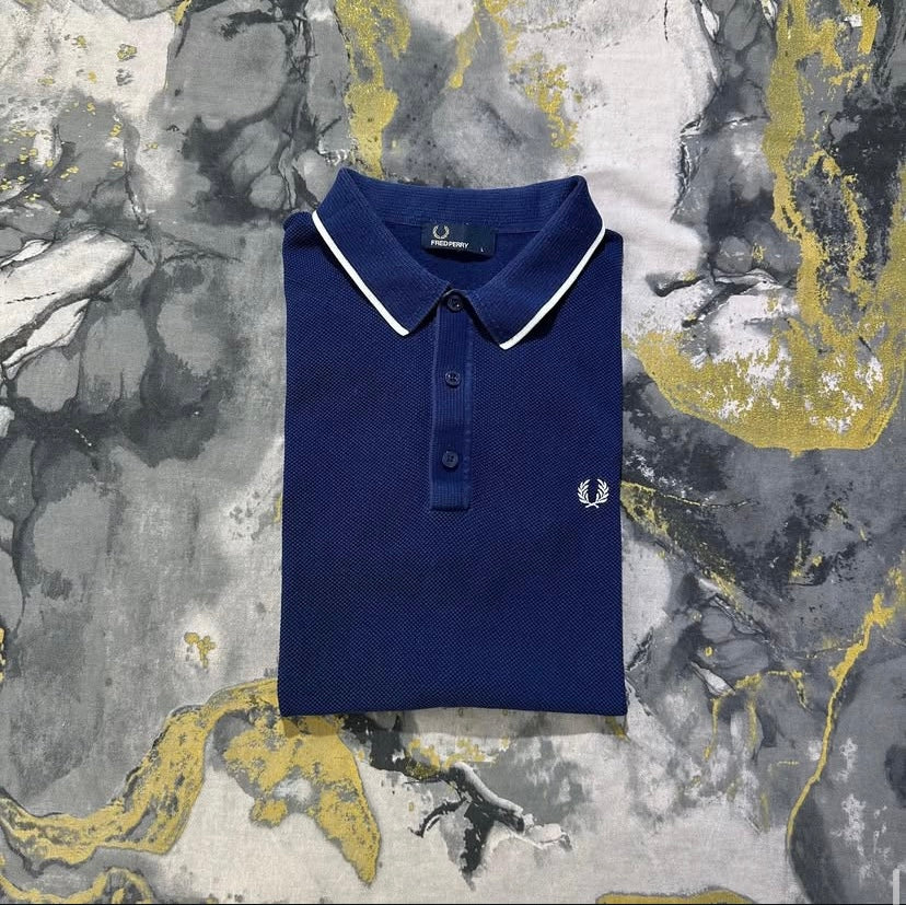Fred Perry Textured Navy-Blue Polo
