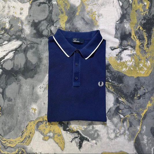 Fred Perry Textured Navy-Blue Polo