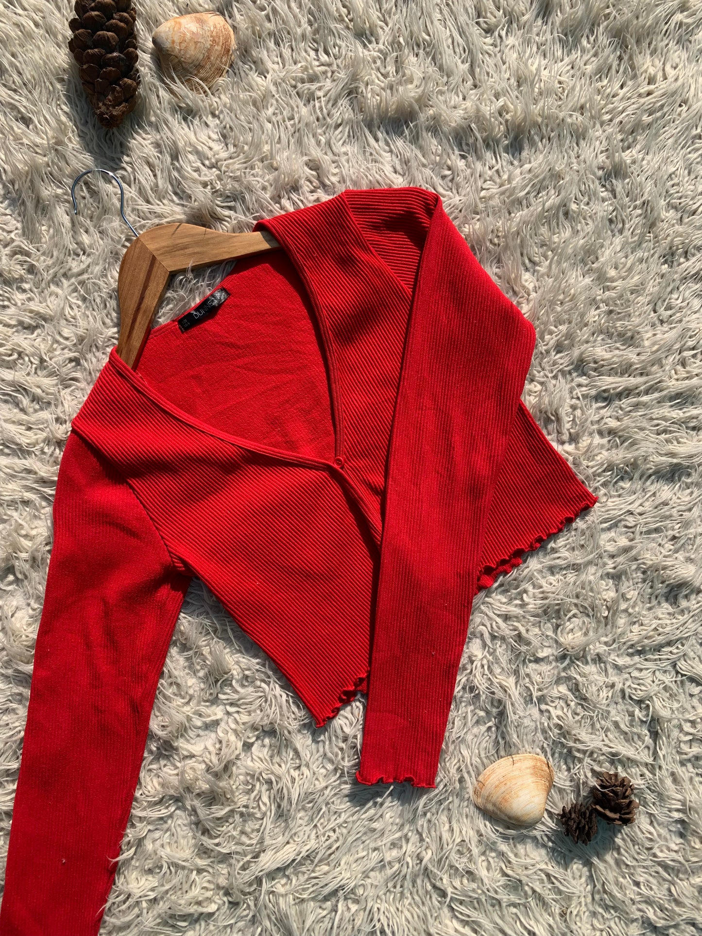 Red Ribed Cardigan