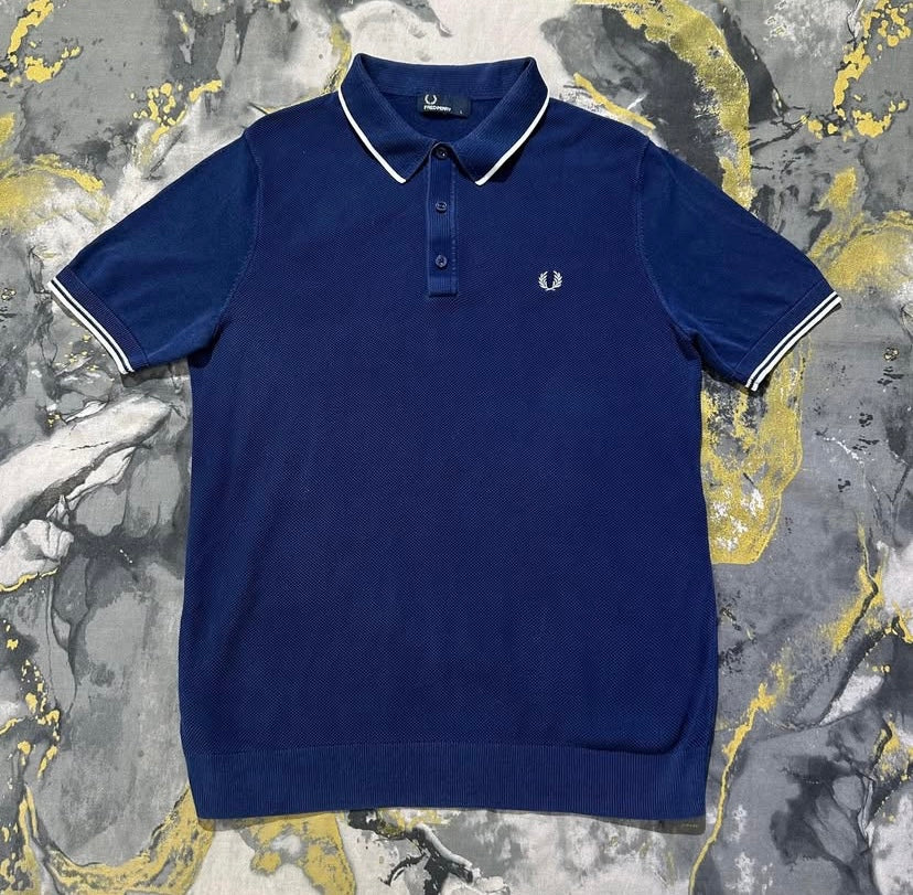 Fred Perry Textured Navy-Blue Polo