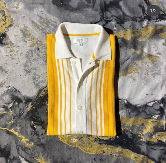 White-Yellow Button Down Polo