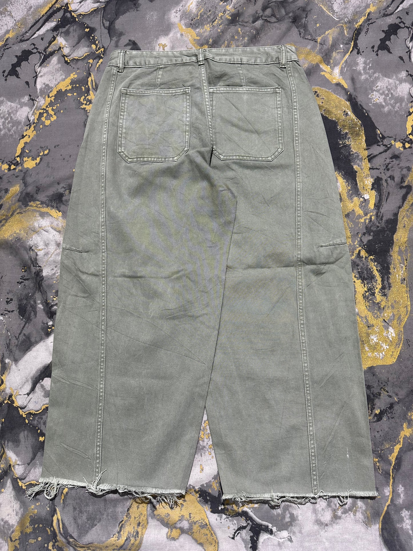 TU MEN Dark Sage Green Relaxed Barrel Jeans
