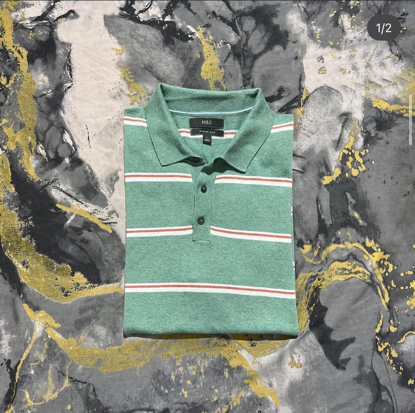 Light Green Striped Polo