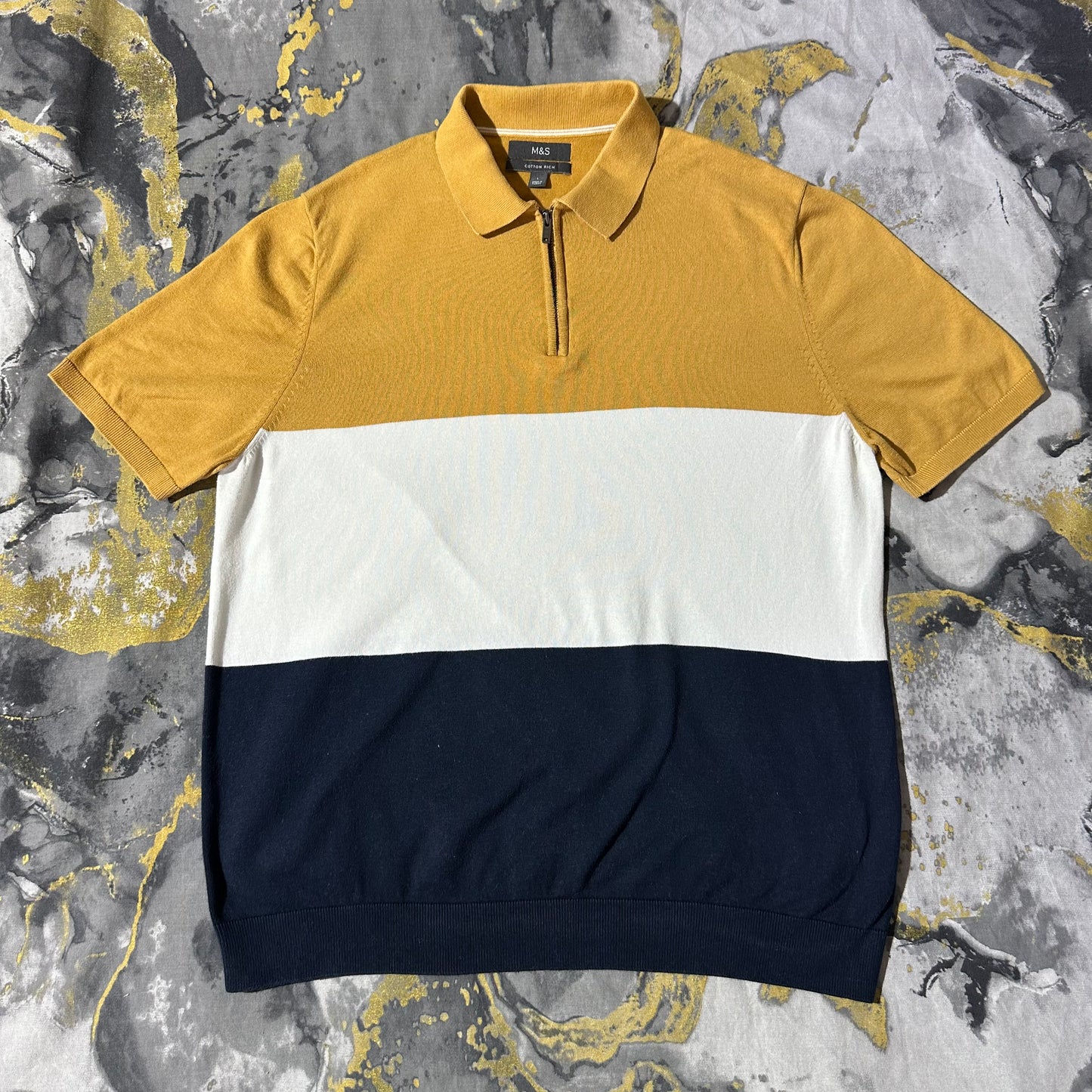 3 Tone Zipper Knitted Polo