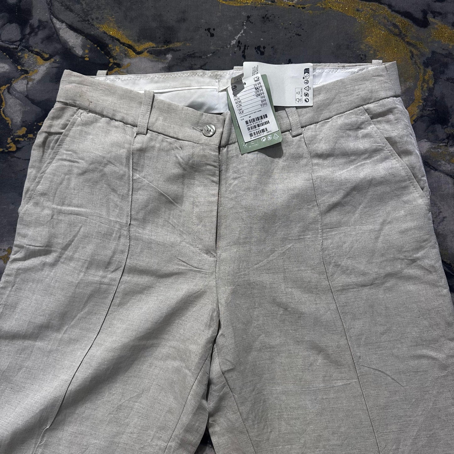 Linen Blend Ash-White Pants