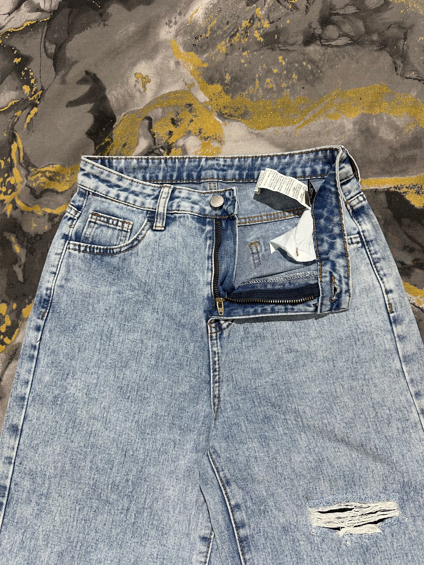 Blue Ripped Baggy Jeans