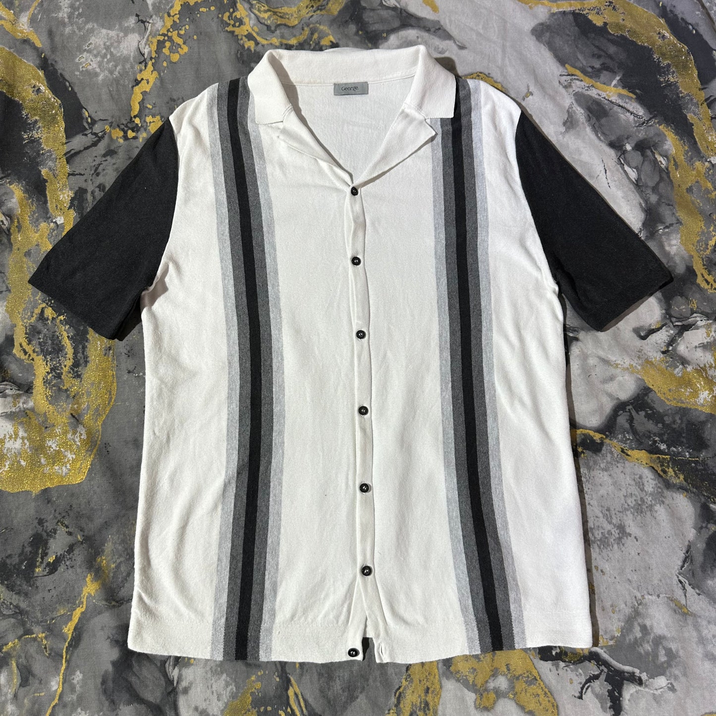 Striped Old Money Knitted Buttoned Down