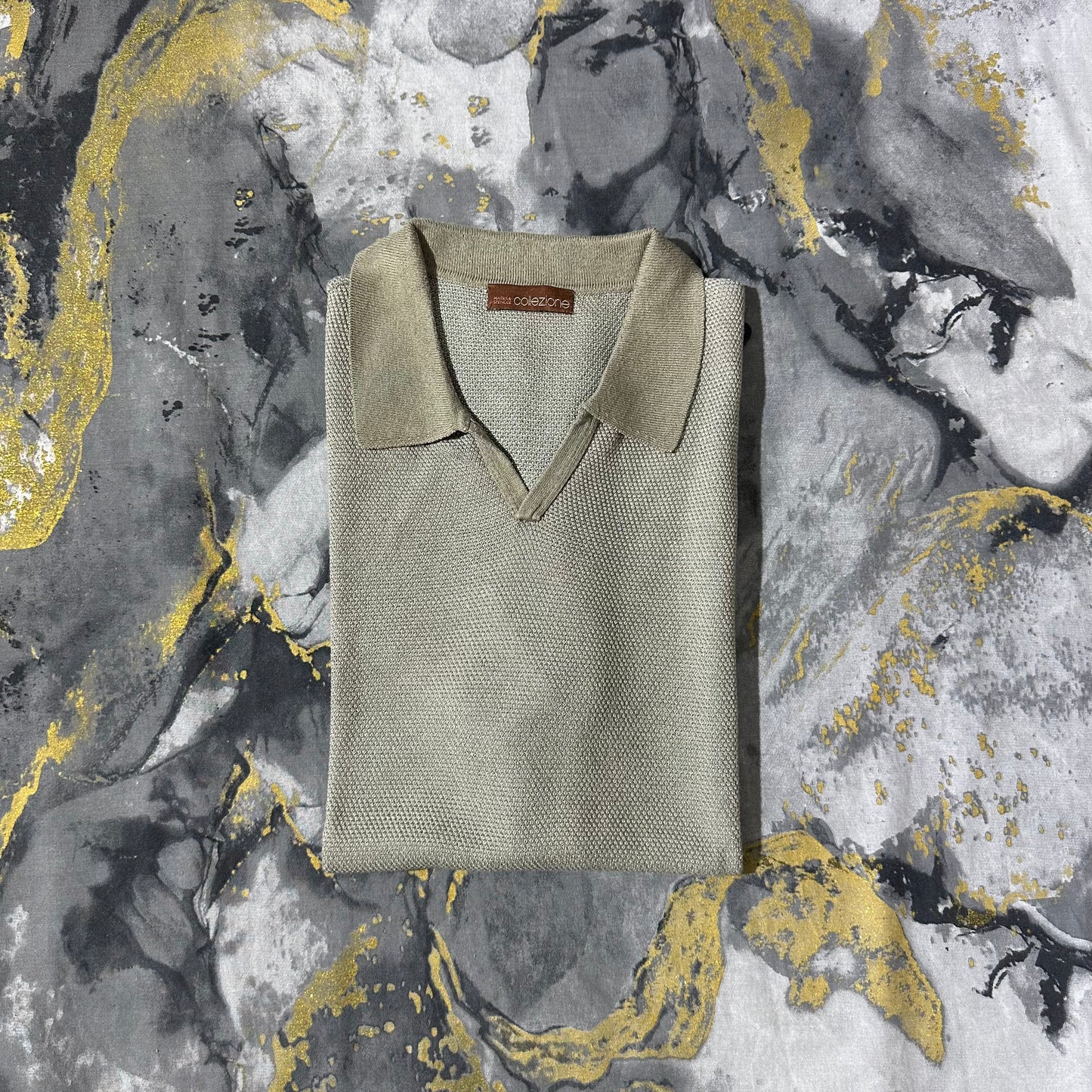 Silk Cotton Textured Knit Busan Collar Polo