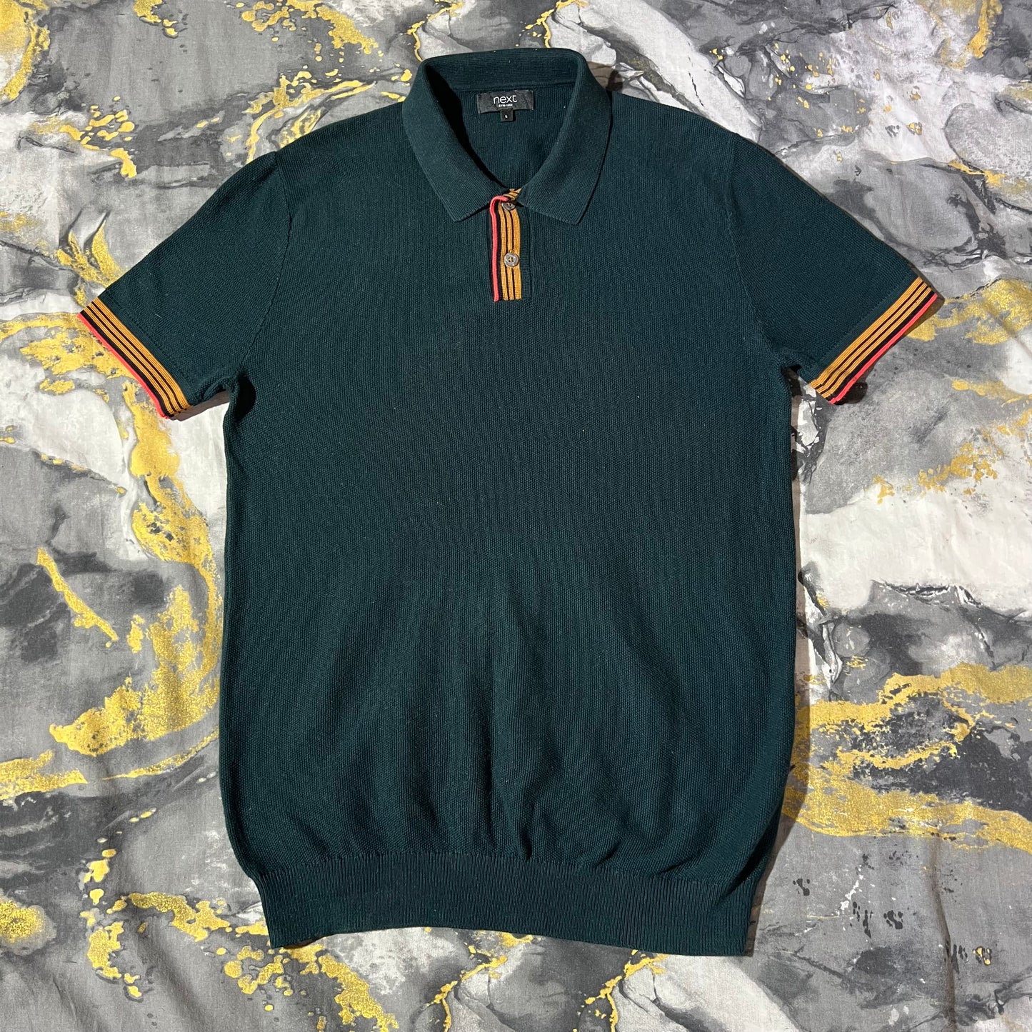 Dark Green Waffle Knit Polo
