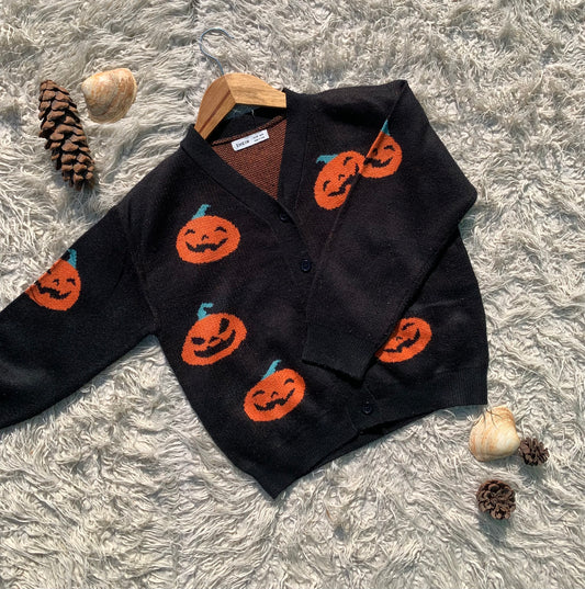 Small Black Buttoned Halloween Sweater