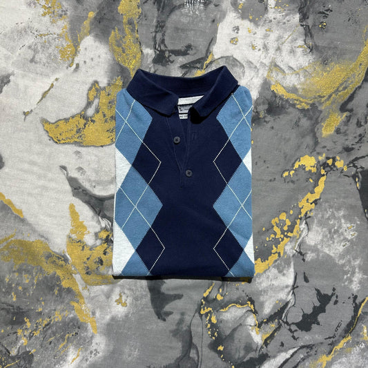 Navy-Blue Patterned Polo