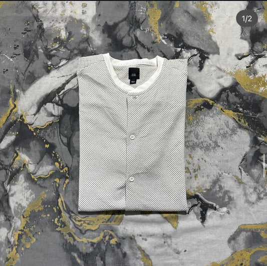 Grey around Neck Button Down Shirt