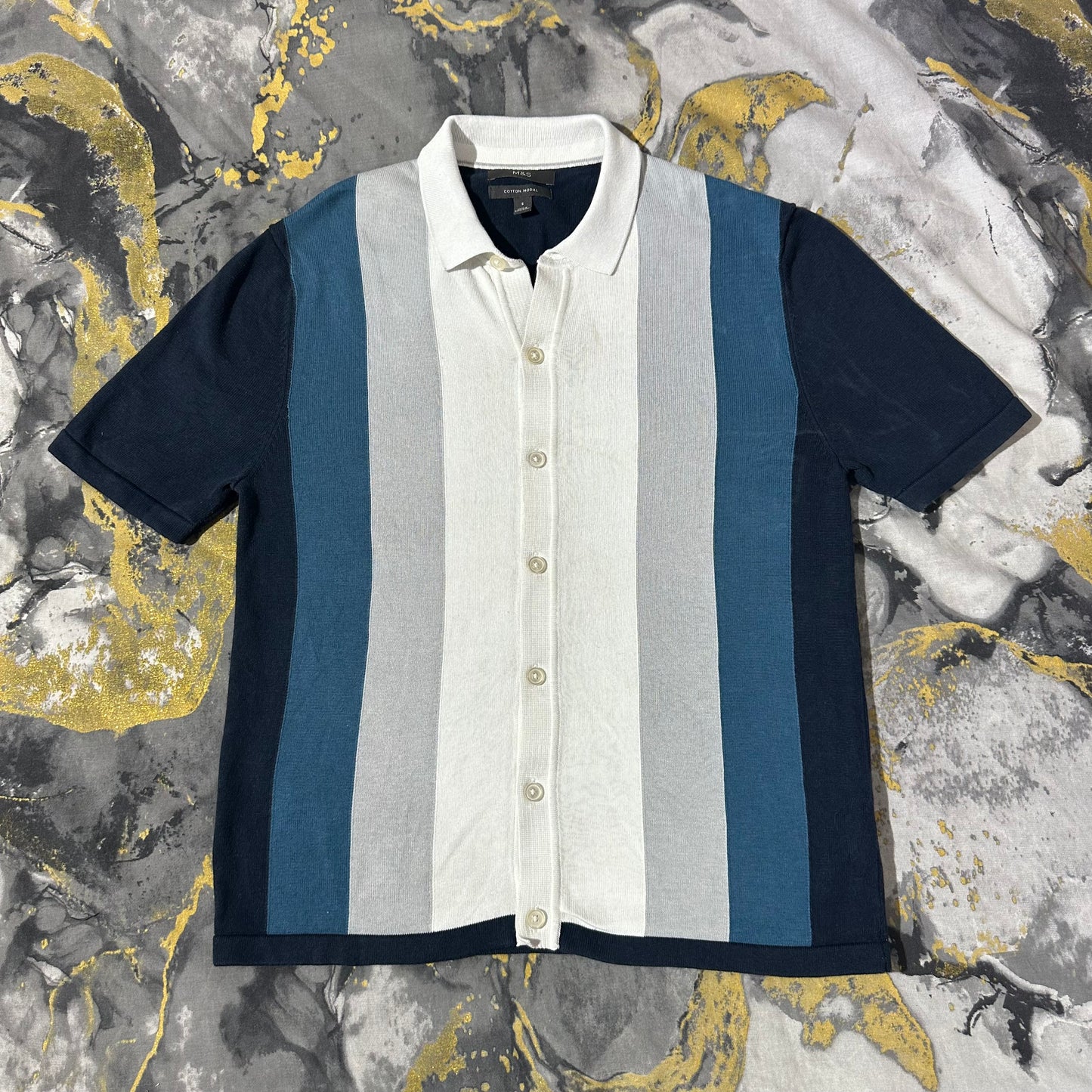 Cotton Modal Stripes Half Sleeves Buttoned Down
