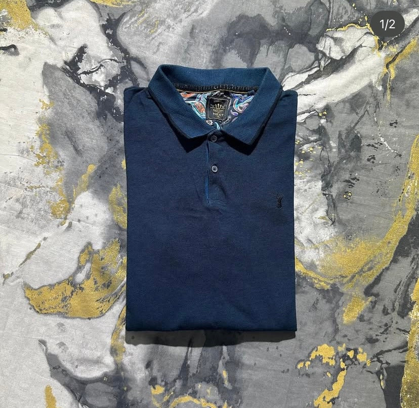 Sea Blue Full Sleeves Polo