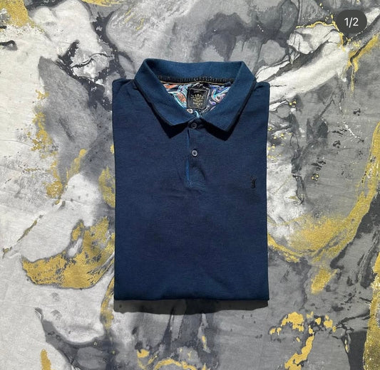 Sea Blue Full Sleeves Polo