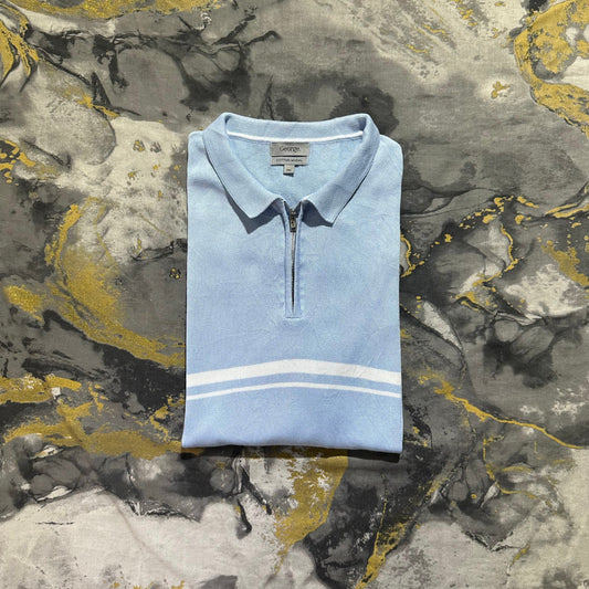 Sky-Blue Zipper Polo