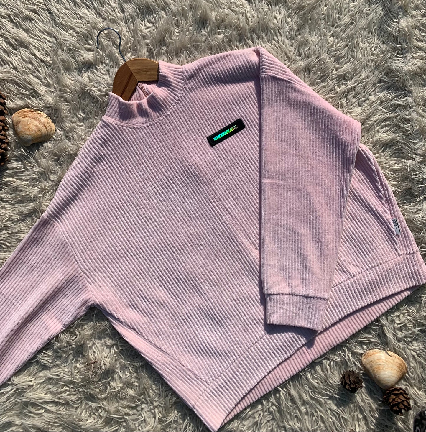 Medium Pink Velvet Sweater