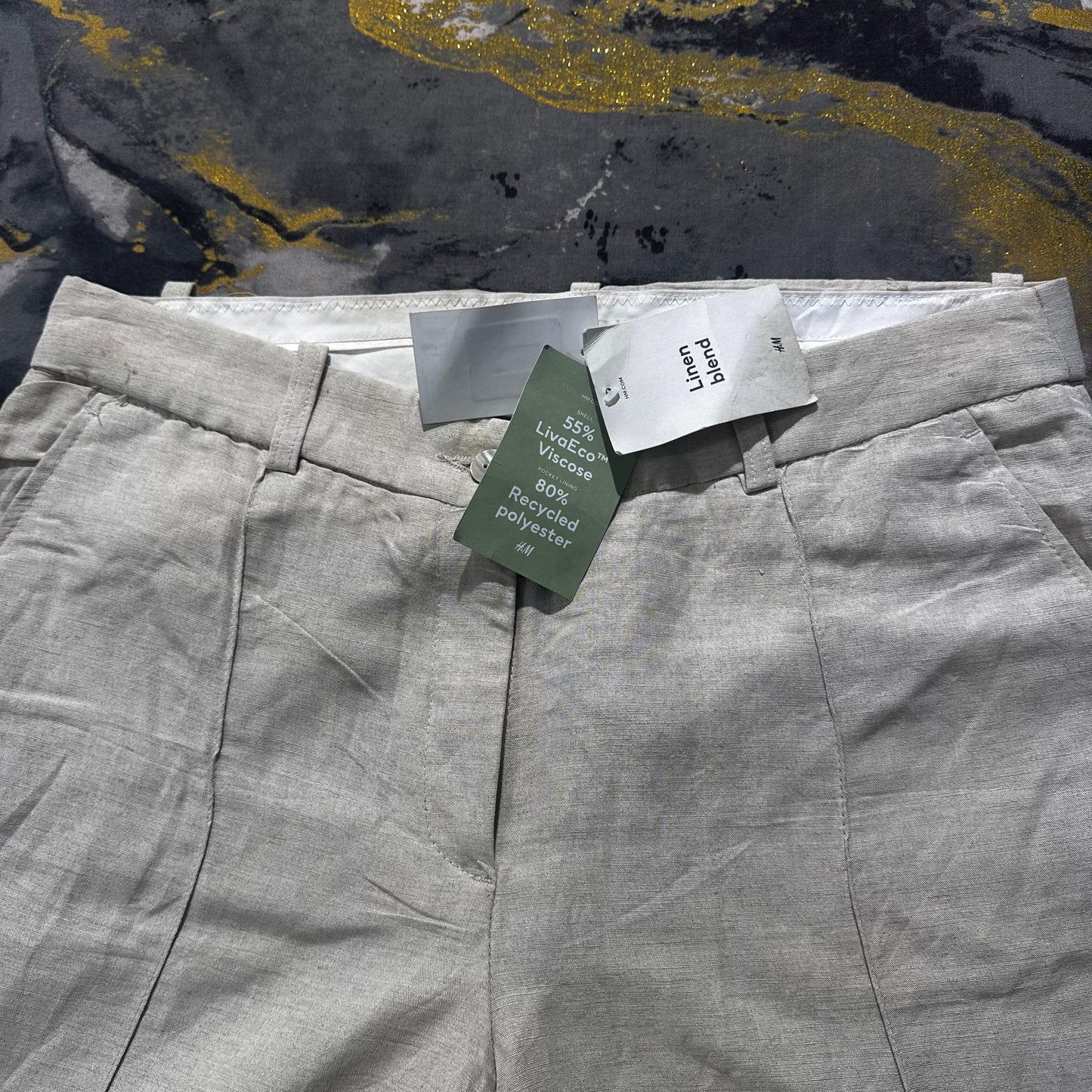 Linen Blend Ash-White Pants