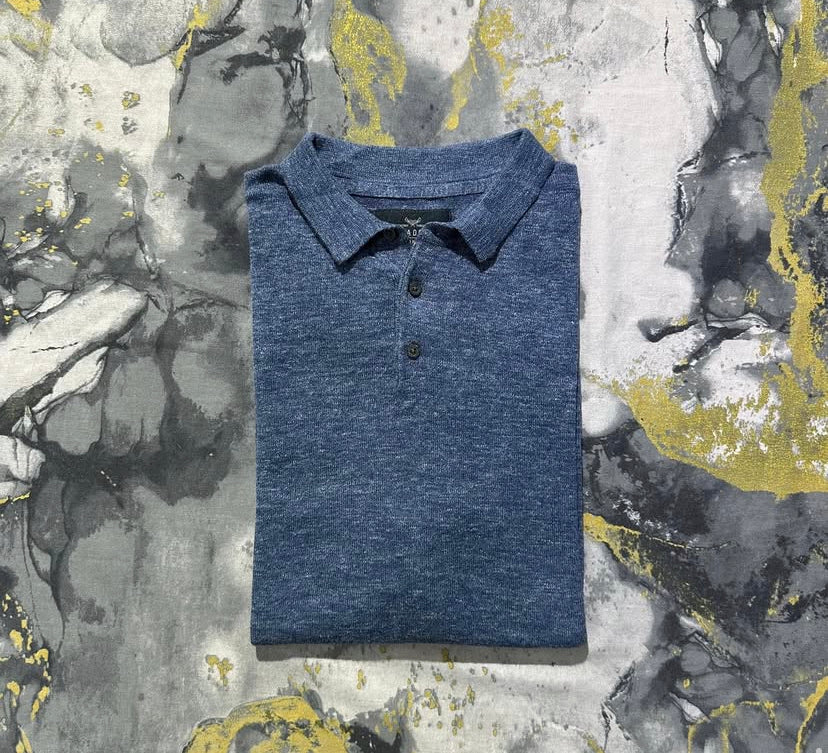 Grayish Blue Two Thread Blend Knitted Polo