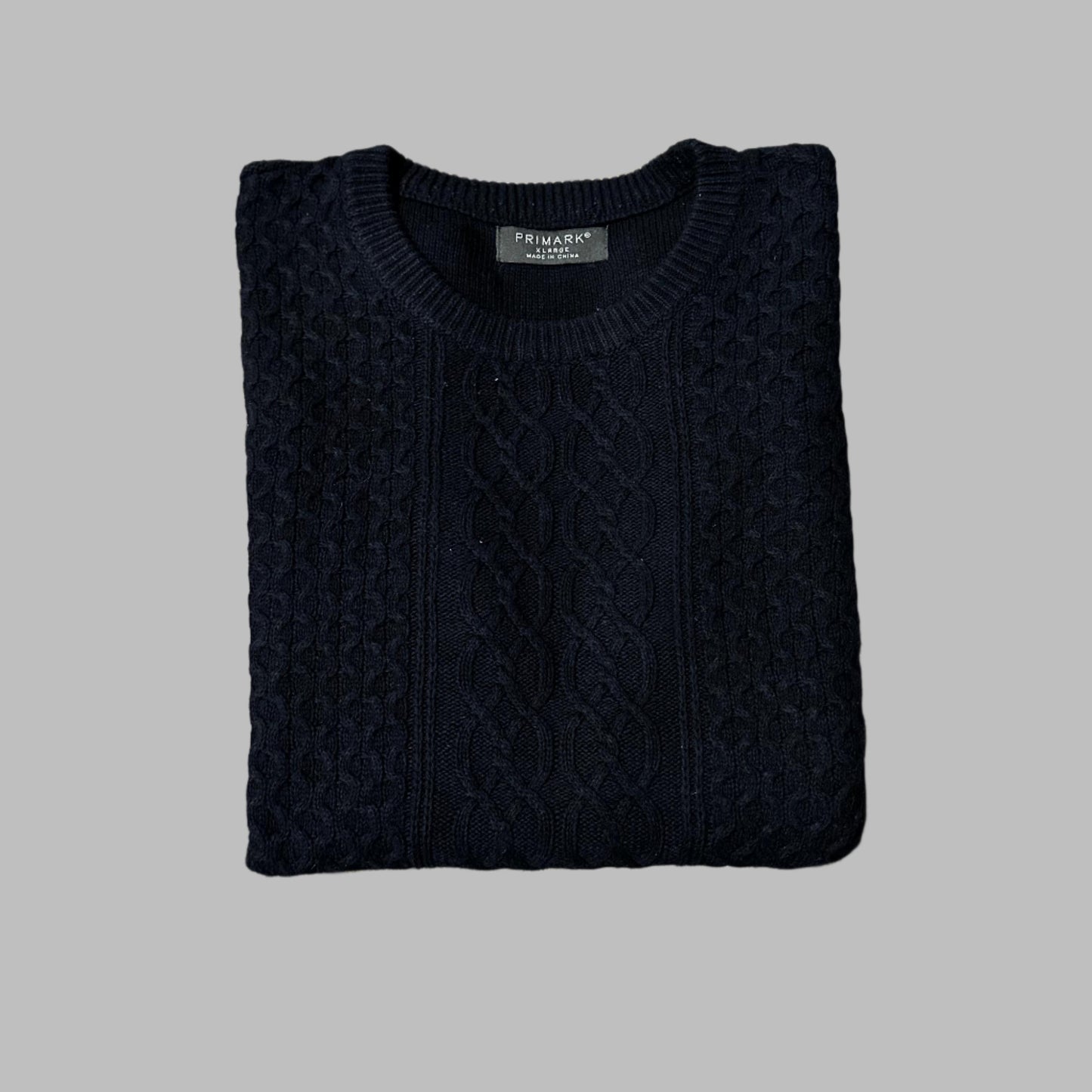 Large Dark Blue Needle Knit Patterned Sweater