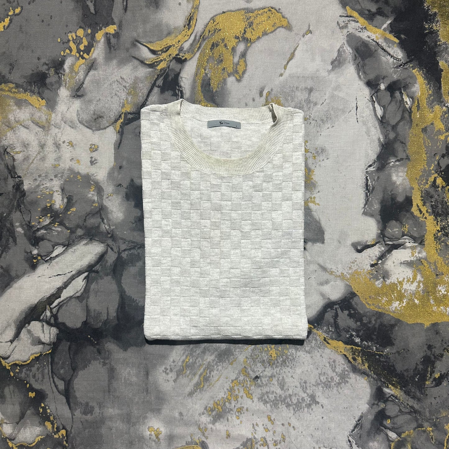 TU Square Check Patterned Knitted T-Shirt