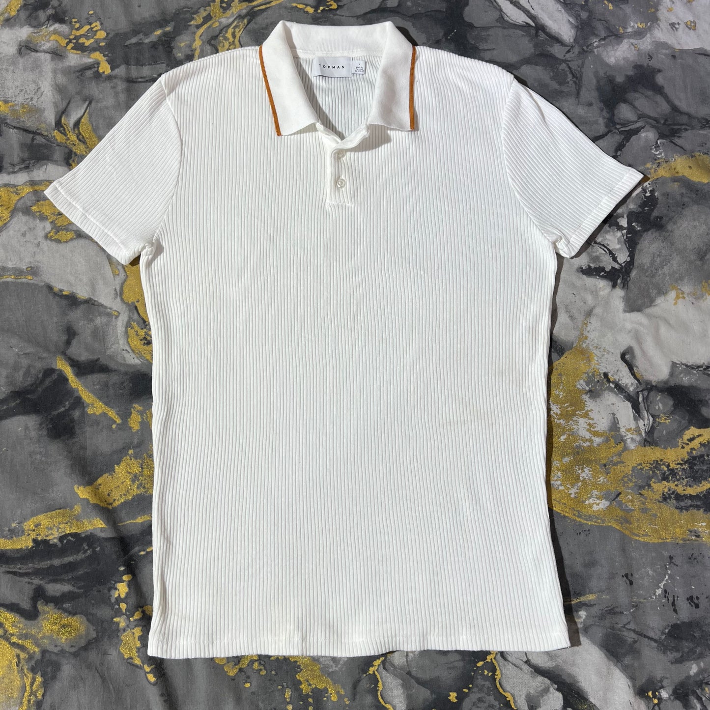 Topman White Ribbed Polo