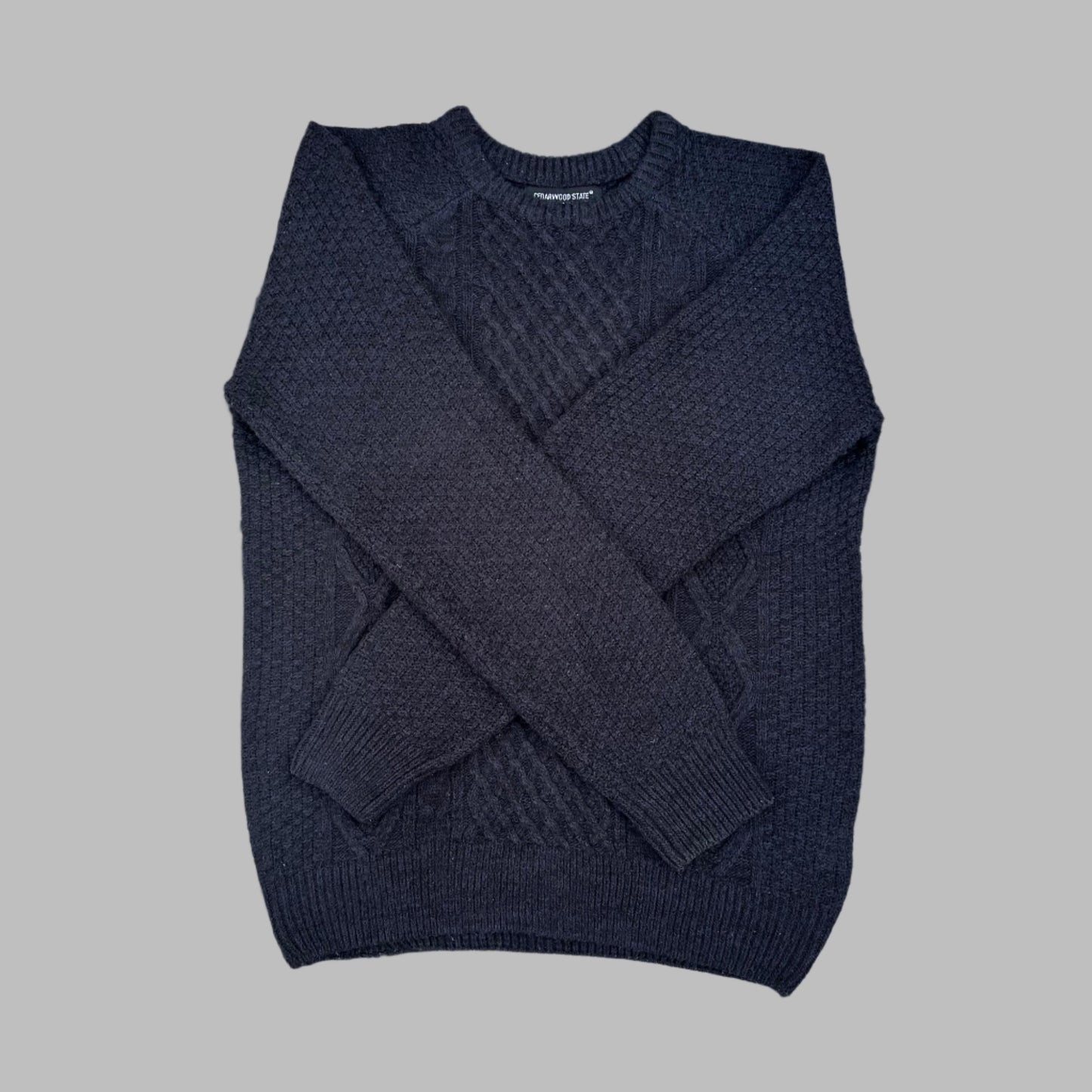Dark Navy Blue Knitted Full Sleeves Sweater