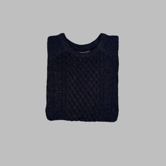 Dark Navy Blue Knitted Full Sleeves Sweater