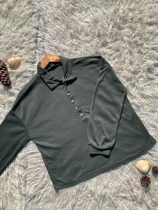 Olive Green Full Sleeves Polo