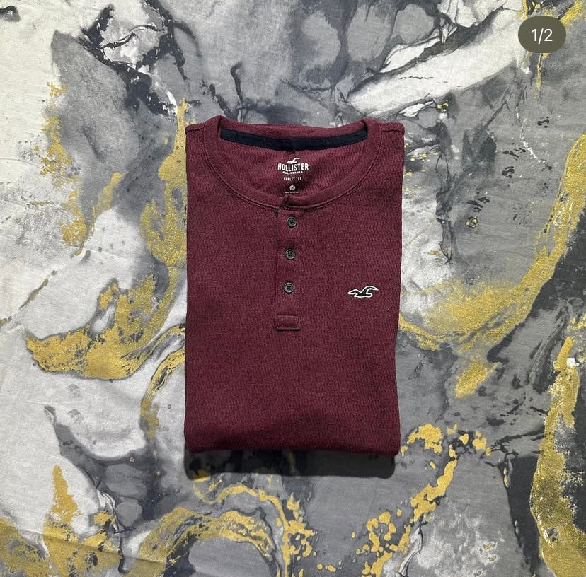 Maroon Red Henley Shirt