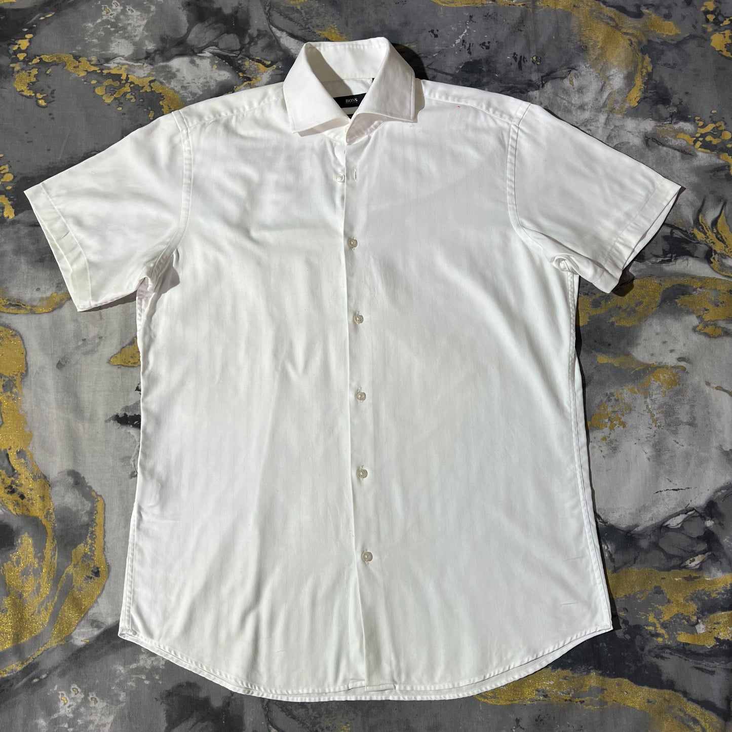 Hugo Boss Pearl White Half Sleeves Buttoned Down