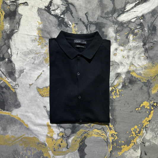 Autograph Black Supima Cotton Half Sleeves Buttoned Down