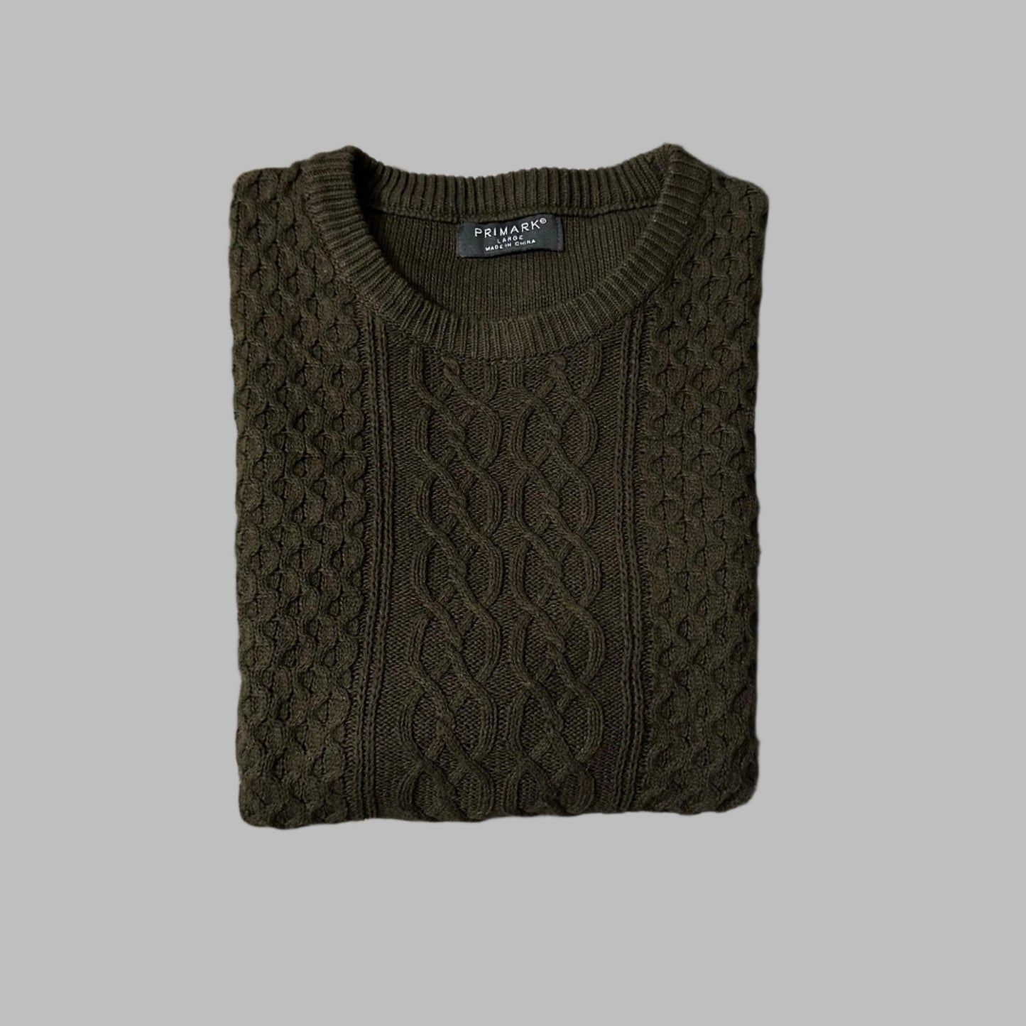Large Green Knitted Full Sleeves Sweater