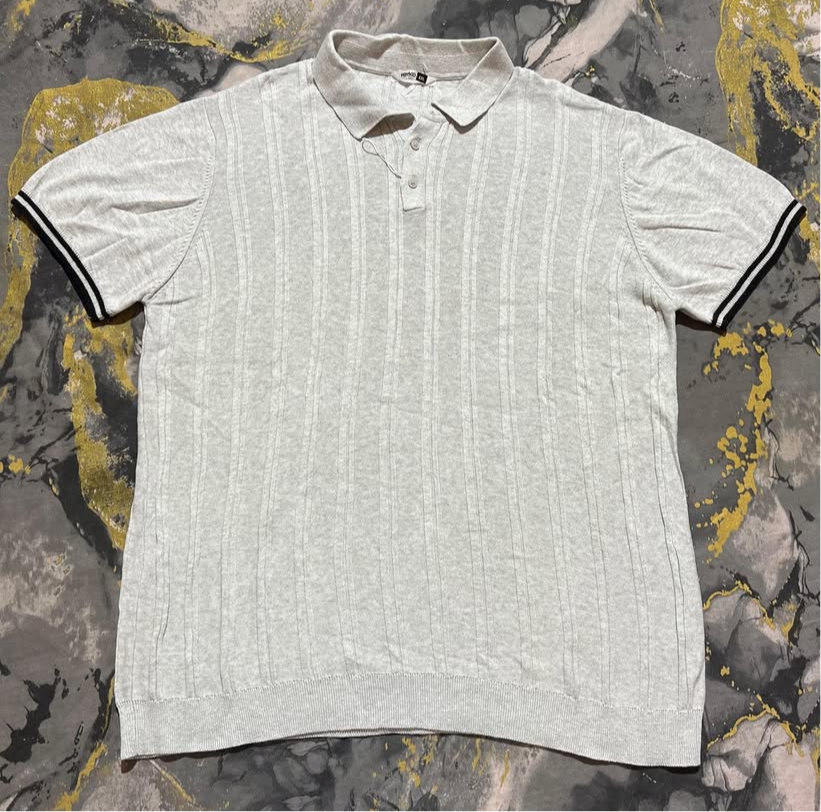 Gray Stripped Pattern Soft Cotton Polo