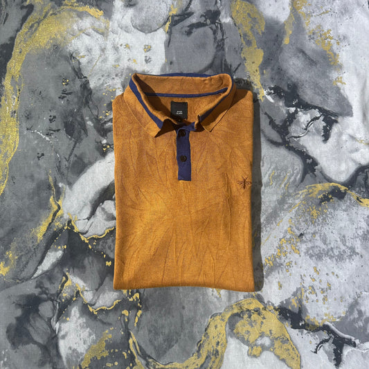 Mastard Brown Silk Cotton Knitted Polo