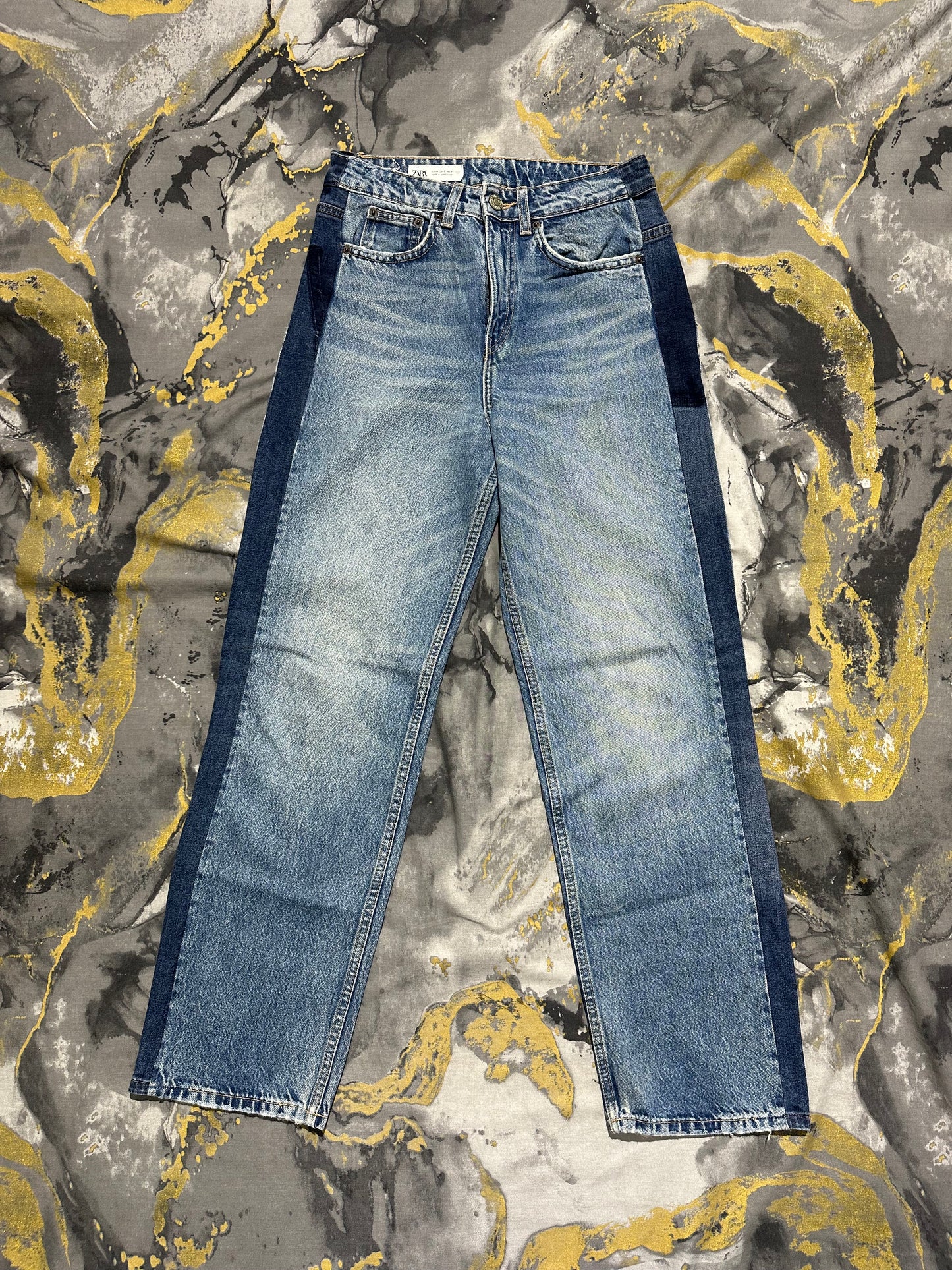ZARA Two Toned Denim Baggy Jeans