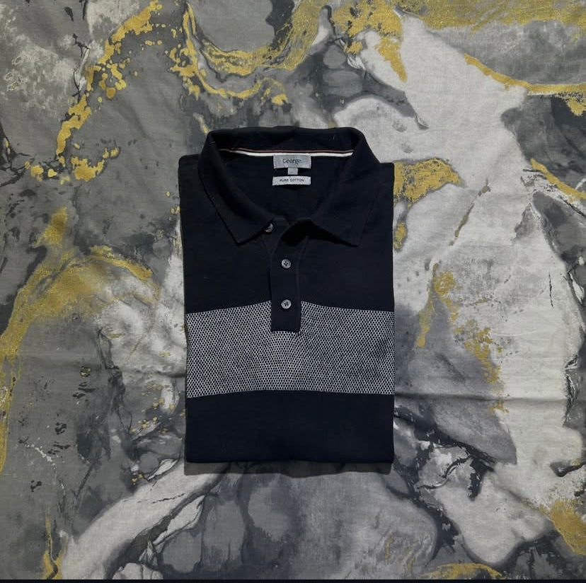 Multi-Pattern Black Polo