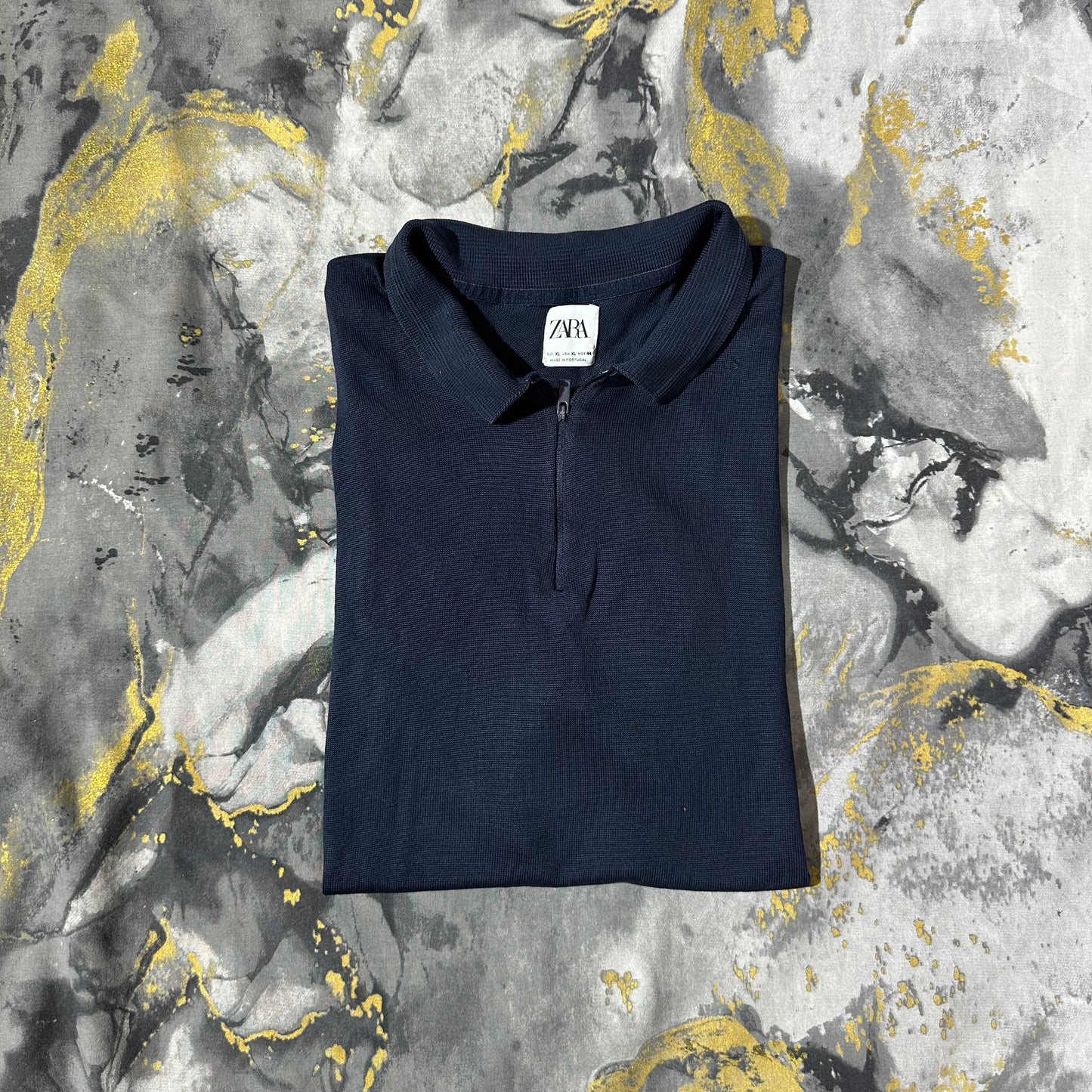 Zara Dark Blue Zipper Polo