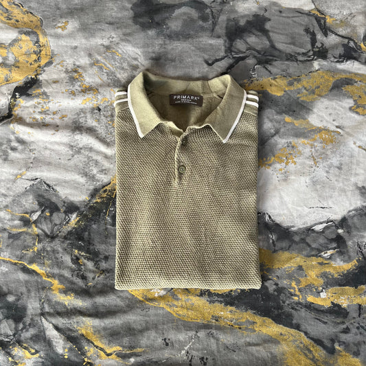Olive Green Textured Knitted Polo