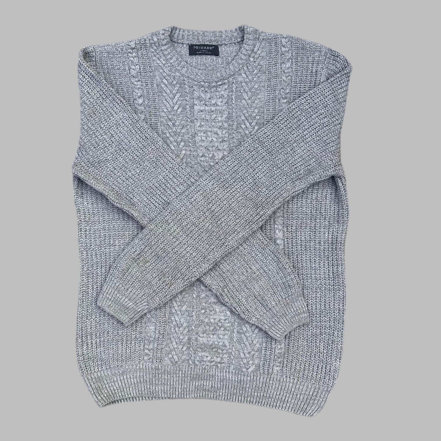 Large Grey Knitted Patteren Sweater