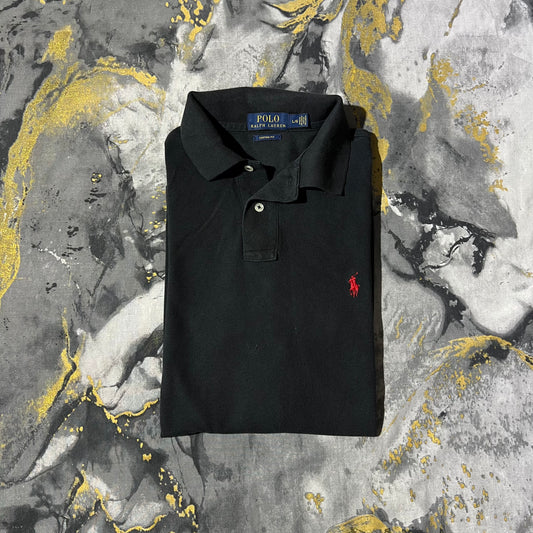 Ralph Lauren Black Pique Cotton Polo