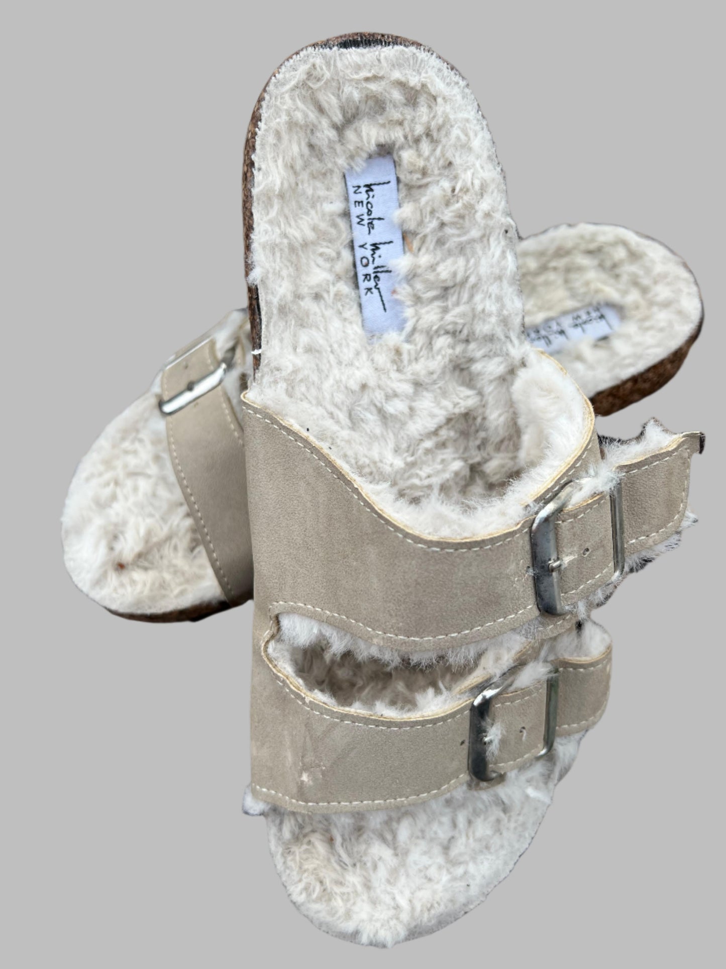 White Fur Slip on Shoes