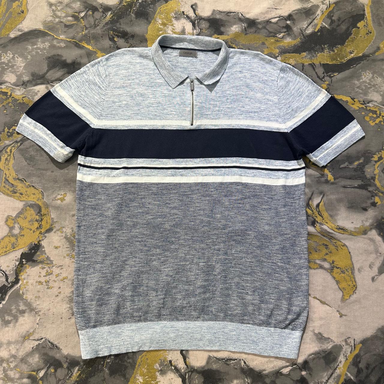 Multi-Color Stripped Patterned Cotton Zipper Polo