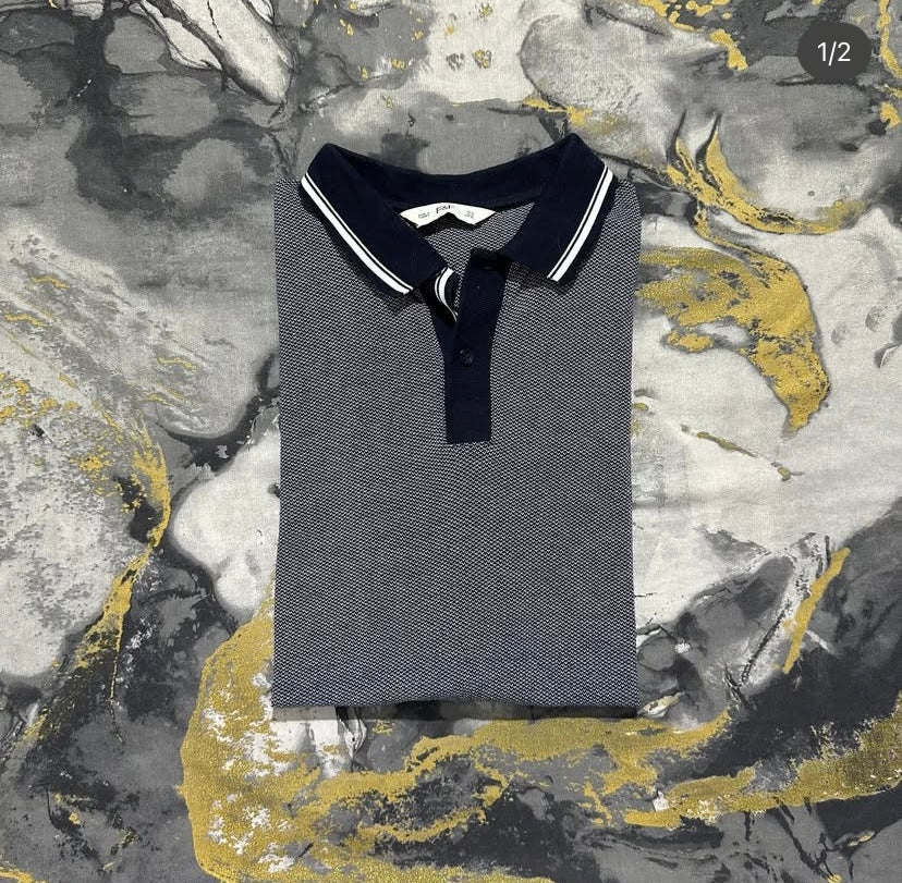 Navy Blakish Blue Two Thread Blend Polo