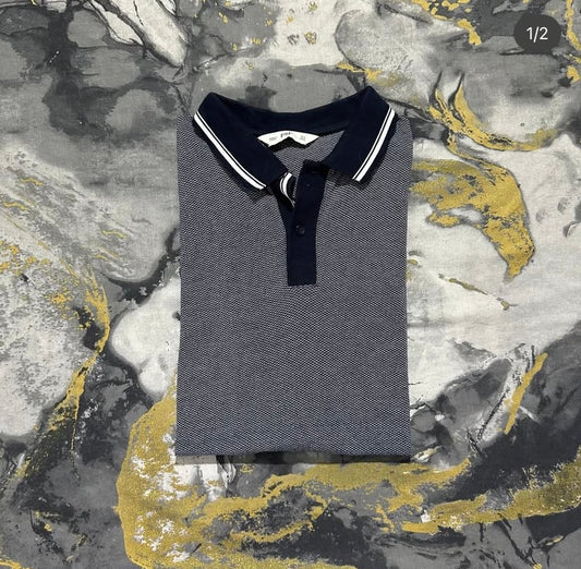 Navy Blakish Blue Two Thread Blend Polo