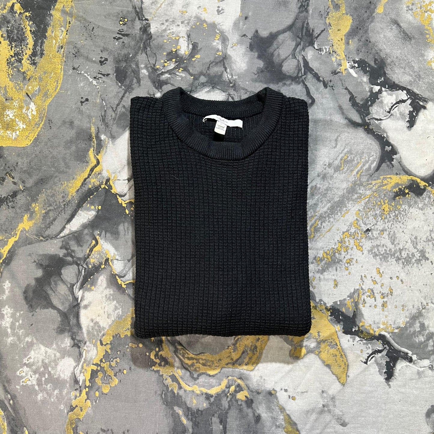 Black Textured Knit Sweater