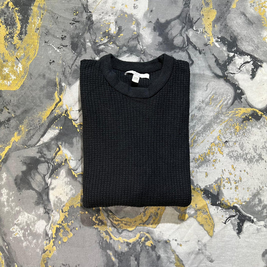 Black Textured Knit Sweater