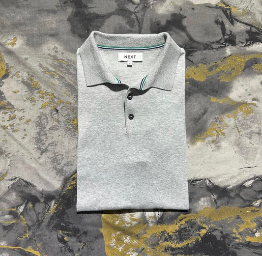 Soft Cotton Buttoned Grey Polo